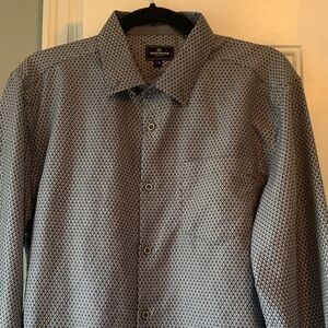 British Invasion  Men's Blue and White Patterned Shirt